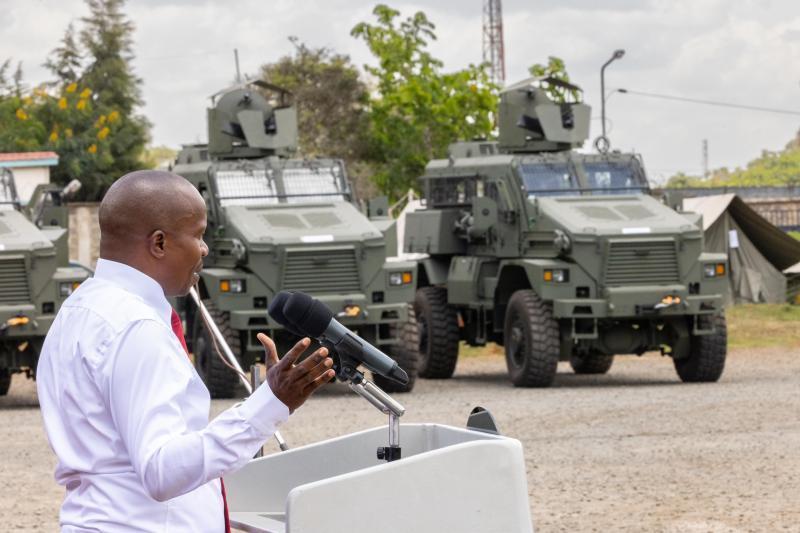 File image of CS Kindiki commissioning modern security equipment.